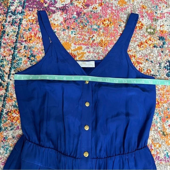 Amanda‎ Uprichard Cobalt Blue Button Front silk Dress - Picture 14 of 14